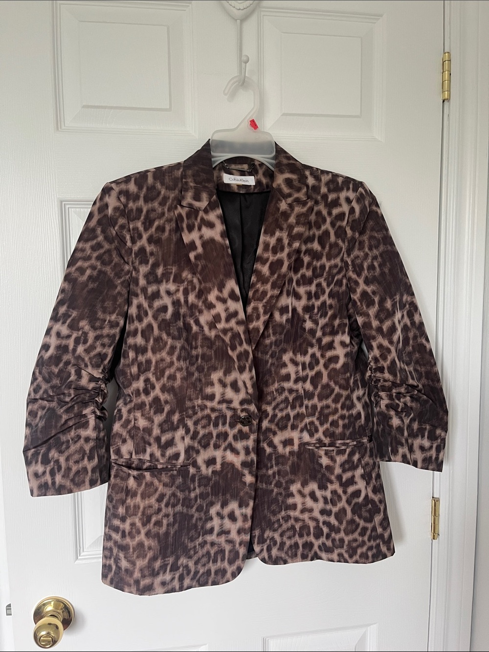 Calvin Klein Brown Leopard-Print Blazer